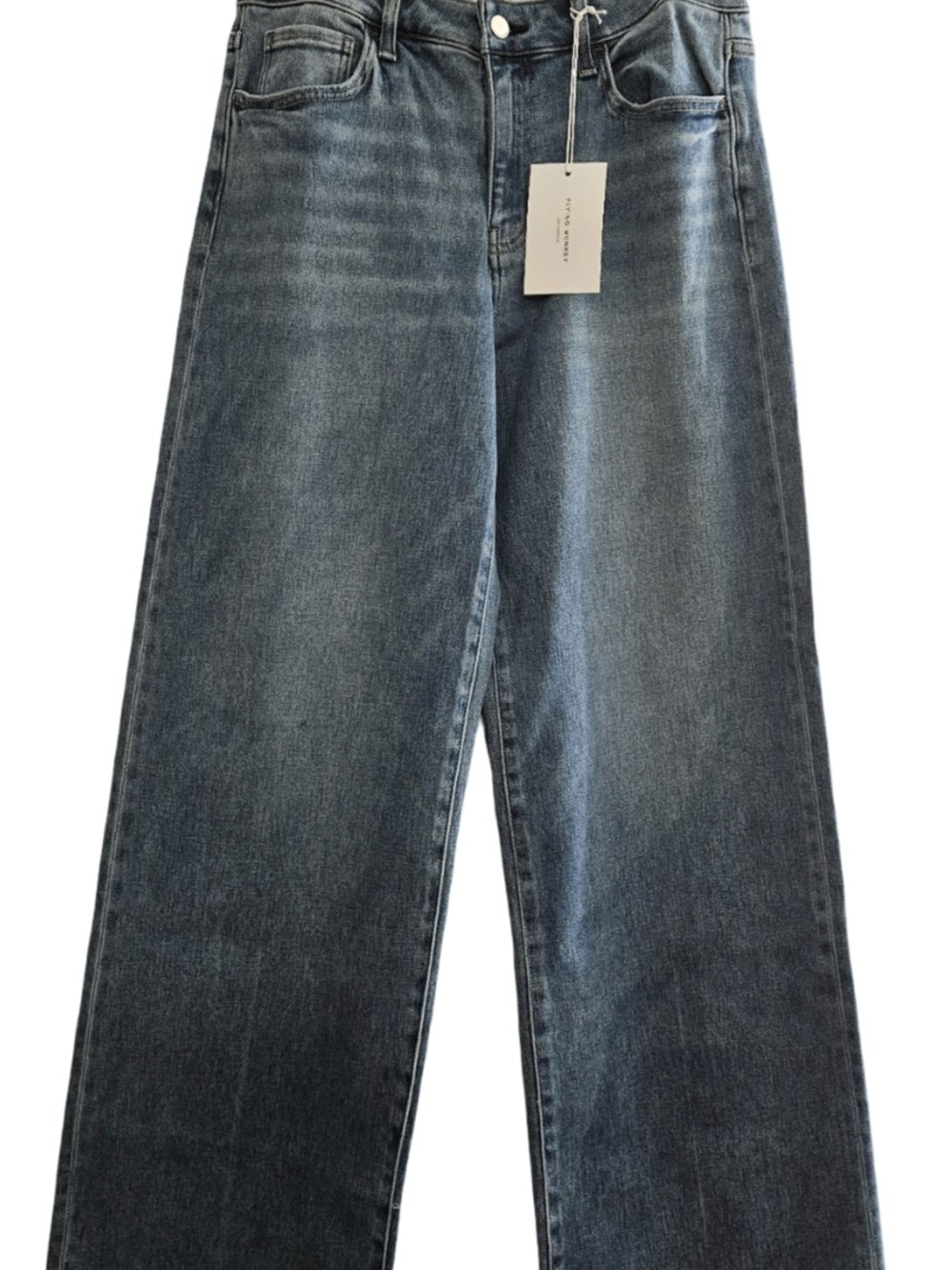 Flying Monkey Women's High-Rise Wide Leg Jeans - Washed Blue